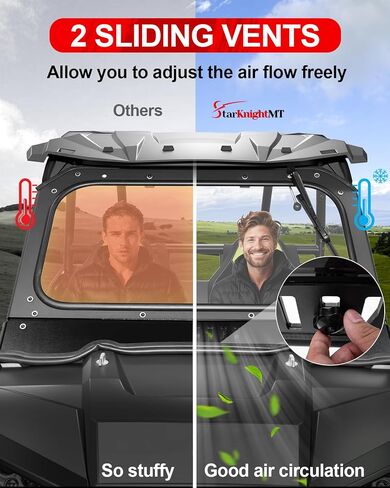 StarknightMT 14-18 XP 1000 Vented Glass Windshield With 2 Manual Wipers Compatible with Polaris RZR XP 1000 2014-2018 / XP Turbo 15-18 RZR 900/ S900 /S1000 Full Front Window DOT Approved Safety in Saudi Arabia