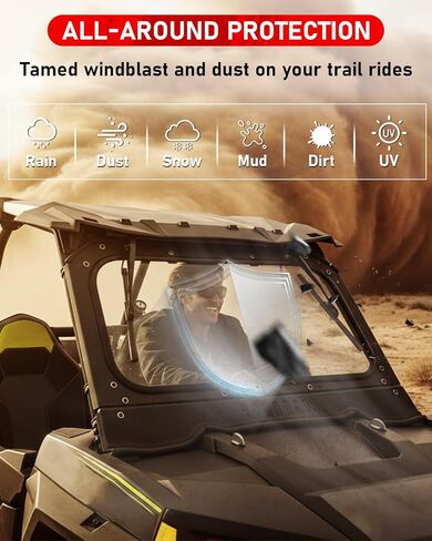 StarknightMT 14-18 XP 1000 Vented Glass Windshield With 2 Manual Wipers Compatible with Polaris RZR XP 1000 2014-2018 / XP Turbo 15-18 RZR 900/ S900 /S1000 Full Front Window DOT Approved Safety in Saudi Arabia