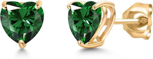 Gem Stone King 14K Yellow Gold Heart Gemstone Birthstone Stud Earrings for Women | 6MM Heart Shape | Gold Earring For Women Men | Fine Jewelry Gifts for Her Mom Wife in Saudi Arabia