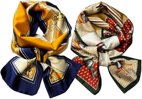 Racawica 2-Pack Purse Scarf For Handbags Satin Head Scarves For Women Fashion Silky Scarfs Accessories in Saudi Arabia