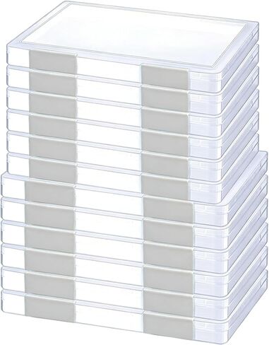 12 Pcs Clear A4 File Portable Project Case, Plastic Storage Box for 8.5" x 11" Letter Paper, Scrapbook Paper Storage Boxes Documents Magazines Holder in Kuwait