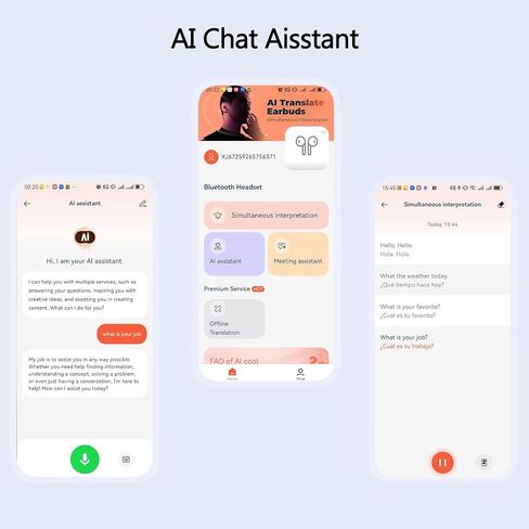 AI Translation Earbuds Real Time 147 Languages 48H Playtime Translator Ear Buds Audifonos Traductores Inglés Español Wireless Earphones Bluetooth Headphones for Travel Business Meeting Learning Black in Kuwait