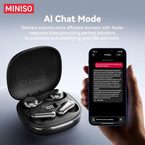 MINISO MS108 2-in-1 Translator Earbuds AI Translation Earbuds Real Time, 135 Language Translating Headphones, Bluetooth Tiny Size Invisible Headphones for Travel Learning Sleep and Sports, 2 Pairs in Kuwait