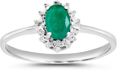 10k White Gold Oval Emerald And Diamond Ring in Saudi Arabia