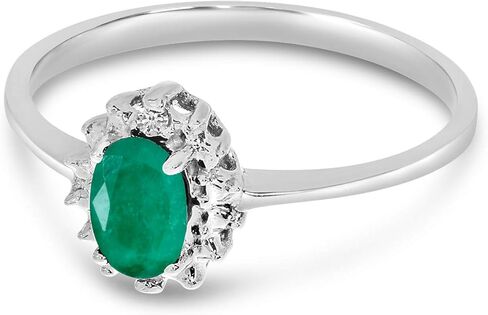 10k White Gold Oval Emerald And Diamond Ring in Saudi Arabia