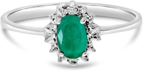 10k White Gold Oval Emerald And Diamond Ring in Saudi Arabia