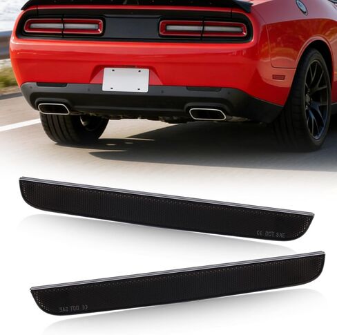 YCLL 2PCS Rear Bumper Reflector Lens Compatible With Dodge Challenger 2015-2024 Rear Reflectors, Smoked Lens Challenger Rear Side Marker Light, Rear Bumper Warning Reflector in Kuwait