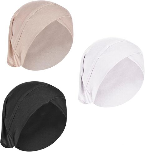 PURFUN 3 Pcs Muslim Inner Hijab Caps Women Solid Color Under Hijab Caps Stretchy Breathable Full Cover Undercap Tube Bonnet in Saudi Arabia