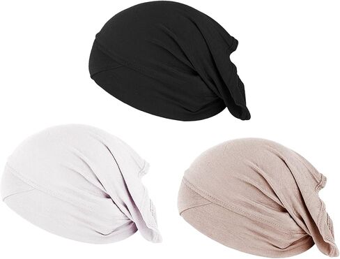 PURFUN 3 Pcs Muslim Inner Hijab Caps Women Solid Color Under Hijab Caps Stretchy Breathable Full Cover Undercap Tube Bonnet in Saudi Arabia