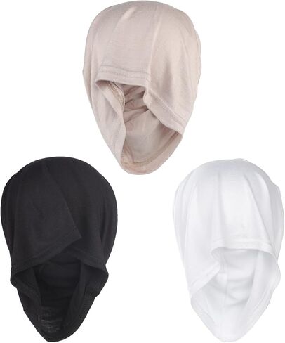 PURFUN 3 Pcs Muslim Inner Hijab Caps Women Solid Color Under Hijab Caps Stretchy Breathable Full Cover Undercap Tube Bonnet in Saudi Arabia