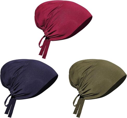 PURFUN 3 Pcs Muslim Inner Hijab Caps Women Solid Color Under Hijab Caps Stretchy Breathable Full Cover Undercap Tube Bonnet in Saudi Arabia