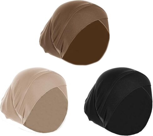 PURFUN 3 Pcs Muslim Inner Hijab Caps Women Solid Color Under Hijab Caps Stretchy Breathable Full Cover Undercap Tube Bonnet in Saudi Arabia