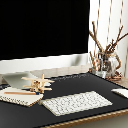 24" x 19" Black Desk Pads Desktop Organizer with Clear Overlay Desk Mat with Metric and English Rulers on Overlay for Office and Home (Ruler) in Kuwait