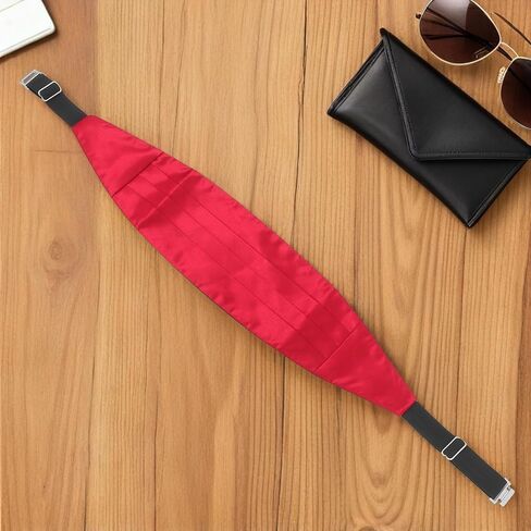 Men’S Red Satin Cummerbund Formal Waistband Adjustable Wedding Event Suit Accessory for Tuxedo and Party in Saudi Arabia