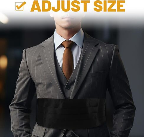 Mikikit Men'S Black Cummerbund for Suit, Tuxedo Waistband Accessory, Classic Solid Color Formalwear for Groomsmen and Evening Events in Saudi Arabia