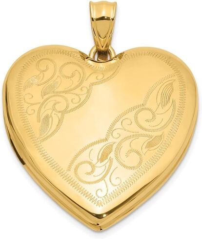 Diamond2Deal 14k الذهب الأصفر 24mm مصقول يتوهم تصميم القلب المنجد in Saudi Arabia