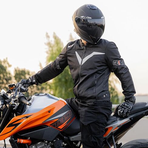 Motorcycle Jacket for Men with CE Armored Mesh Riding Jacket Breathable Motorbike Jacket Hi-viz Adventure Motorcycle Jacket (Black L) in Kuwait