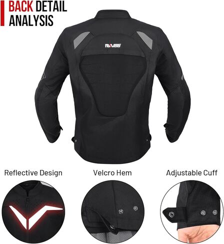 Motorcycle Jacket for Men with CE Armored Mesh Riding Jacket Breathable Motorbike Jacket Hi-viz Adventure Motorcycle Jacket (Black L) in Kuwait