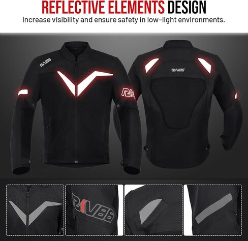 Motorcycle Jacket for Men with CE Armored Mesh Riding Jacket Breathable Motorbike Jacket Hi-viz Adventure Motorcycle Jacket (Black L) in Kuwait