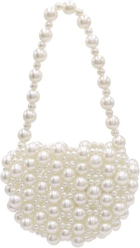 Girls Pearl Purse Small Pearl Beaded Shoulder Bag for Women Lady Beaded Clutch Evening Bag Wedding,Flap Message Bag in Saudi Arabia
