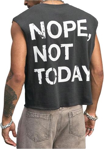 WDIRARA Men's Letter Graphic Tank Top Crew Neck Sleeveless T-Shirts Streetwear in Saudi Arabia