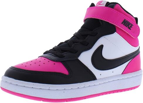 حذاء Nike Court Borough Mid 2 للأطفال الصغار (أبيض/وردي شرس/أسود) in Kuwait