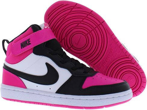 حذاء Nike Court Borough Mid 2 للأطفال الصغار (أبيض/وردي شرس/أسود) in Kuwait
