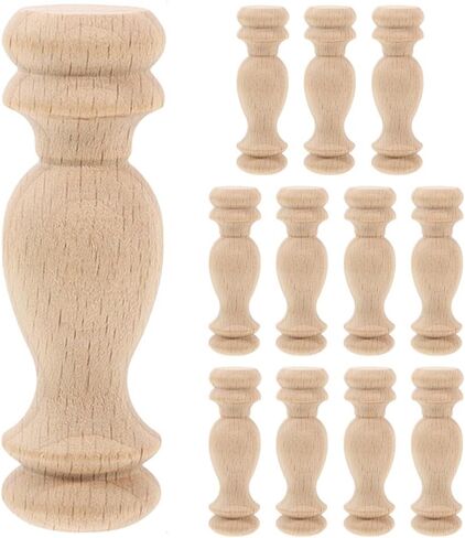 12pcs Decorative Wooden Finials, 2. 36 Inch Unfinished Wooden Furniture Finial for Bed Post Curtain Rods, Flagpole Topper, DIY Crafts in Saudi Arabia