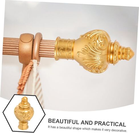 ABOOFAN Gold Plastic Curtain Pole Finials 10pcs Decorative Ends for 26-28mm Diameter Rods Vintage Roman Rod Caps for Window Treatments in Saudi Arabia