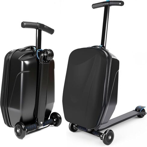 حقيبة سكوتر تحمل على حقيبة ركوب صلبة للأطفال من سن 4 إلى 15 عامًا، متعددة الوظائف للركوب على أمتعة الأطفال خفيفة الوزن مع عجلات (أسود) in Kuwait