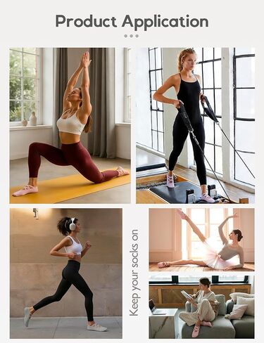 Womens 4 Pairs Pilates Socks with Grips Non Slip Grip Yoga Socks for Barre, Dance, Barefoot, Workout in Saudi Arabia