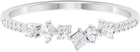 خاتم فرقة النصف الخلوي للنساء للنساء ، حلقة زفاف معتمدة ، د ، Color VS1 Clarity - مع مربع المجوهرات in Kuwait