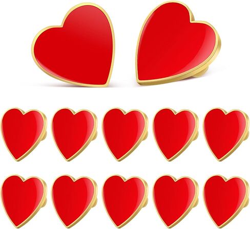 12 Pcs Red Heart Pin Badges, Decorative Heart Brooches for Valentine's Day Party Favors, Clothing Accessories, Collar Pins in Saudi Arabia