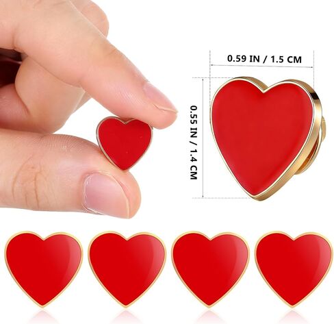 12 Pcs Red Heart Pin Badges, Decorative Heart Brooches for Valentine's Day Party Favors, Clothing Accessories, Collar Pins in Saudi Arabia