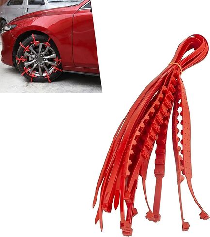10 PCS Car Tire Snow Chains, Adjustable Serrated Zip Tire Snow Straps, Emergency Non-slip Cadenas Para Llantas Para Nieve, Universal for Most Cars (Red) in Saudi Arabia