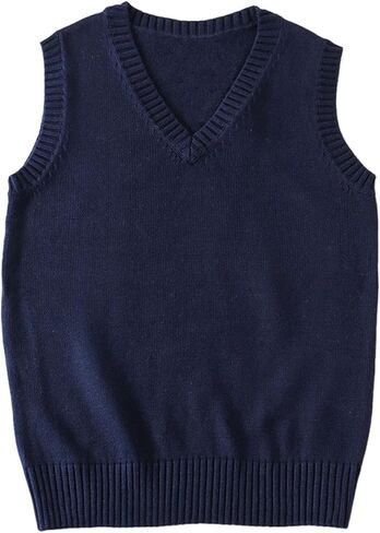 KARRESLY Women’s V Neck Sweater Vest Solid Color Knitted Pullover Sweater Classic Sleeveless JK Uniform Basic Cotton Tank Top in Saudi Arabia