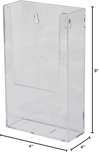 Clear-Ad - حامل كتيبات ثلاثي الطي مثبت على الحائط من الأكريليك مقاس 4 × 9 (عبوة من 6 قطع) - حاملات بطاقات بلاستيكية معلقة - مطبوعات مثبتة على الحائط، كتيب، مظاريف، فواتير، بريد، رسائل، عرض القائمة - LHW-M141 in Kuwait