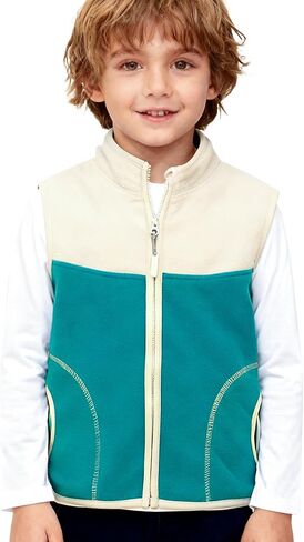 سترة الصوف القطبية للأولاد والأطفال الصوفي ، سحاب كامل سحاب الإغلاق بلا أكمام دافئة شتاء سقو in Kuwait