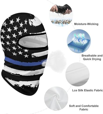 رقيقة الخط الأزرق الولايات المتحدة الأمريكية العلم بالاكلافا قناع التزلج قناع الرأس كامل الوجه قناع يندبروف غطاء الوجه الشمس الأشعة فوق البنفسجية حماية وشاح للرجال النساء في الهواء الطلق الرياضة ركوب الدراجات in Kuwait