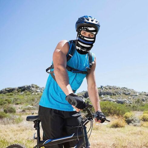 رقيقة الخط الأزرق الولايات المتحدة الأمريكية العلم بالاكلافا قناع التزلج قناع الرأس كامل الوجه قناع يندبروف غطاء الوجه الشمس الأشعة فوق البنفسجية حماية وشاح للرجال النساء في الهواء الطلق الرياضة ركوب الدراجات in Kuwait