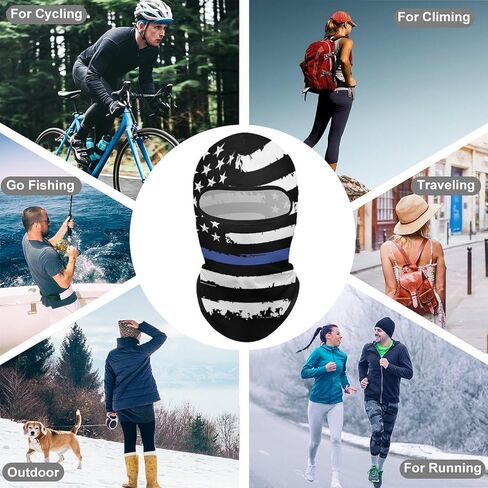 رقيقة الخط الأزرق الولايات المتحدة الأمريكية العلم بالاكلافا قناع التزلج قناع الرأس كامل الوجه قناع يندبروف غطاء الوجه الشمس الأشعة فوق البنفسجية حماية وشاح للرجال النساء في الهواء الطلق الرياضة ركوب الدراجات in Kuwait