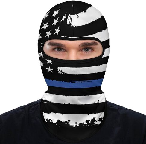 رقيقة الخط الأزرق الولايات المتحدة الأمريكية العلم بالاكلافا قناع التزلج قناع الرأس كامل الوجه قناع يندبروف غطاء الوجه الشمس الأشعة فوق البنفسجية حماية وشاح للرجال النساء في الهواء الطلق الرياضة ركوب الدراجات in Kuwait