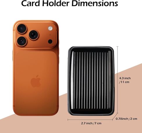 حامل بطاقات الائتمان، محفظة بطاقات معدنية بخاصية حجب تحديد الهوية بموجات الراديو، حافظة بطاقات عمل للنساء والرجال، أسود in Kuwait