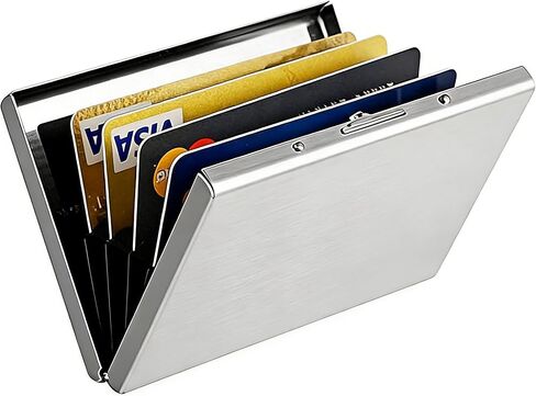 Stainless Steel RFID Blocking Card Holder, Slim Metal Credit Card Case with 6 Slots (Silver) in Kuwait