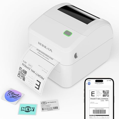 Rongta Bluetooth Thermal Shipping Label Printer, Wireless 4x6 Label Sticker Printer for Shipping Packages, Support Android, iPhone, Widely Used for Amazon, Ebay, Shopify, Etsy, UPS, White in Saudi Arabia