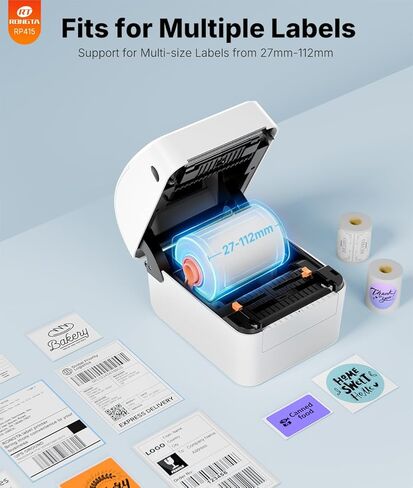 Rongta Bluetooth Thermal Shipping Label Printer, Wireless 4x6 Label Sticker Printer for Shipping Packages, Support Android, iPhone, Widely Used for Amazon, Ebay, Shopify, Etsy, UPS, White in Saudi Arabia