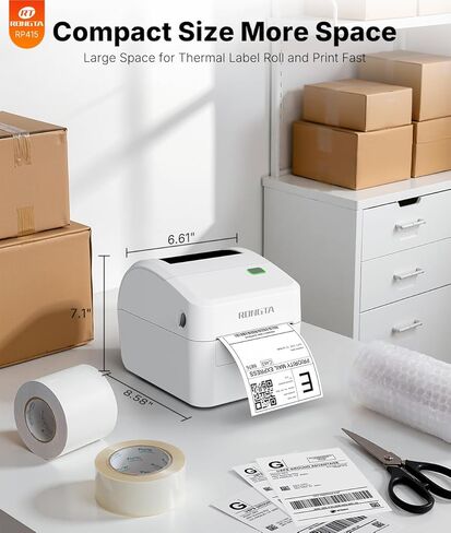 Rongta Bluetooth Thermal Shipping Label Printer, Wireless 4x6 Label Sticker Printer for Shipping Packages, Support Android, iPhone, Widely Used for Amazon, Ebay, Shopify, Etsy, UPS, White in Saudi Arabia