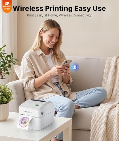 Rongta Bluetooth Thermal Shipping Label Printer, Wireless 4x6 Label Sticker Printer for Shipping Packages, Support Android, iPhone, Widely Used for Amazon, Ebay, Shopify, Etsy, UPS, White in Saudi Arabia