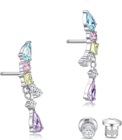 Limerencia Hypoallergenic Titanium Screw Back Earrings Implant Grade Cubic Zirconia G23 20G Ear Crawler Studs Earrings for Sensitive Ear Cartilage Jewelry in Saudi Arabia