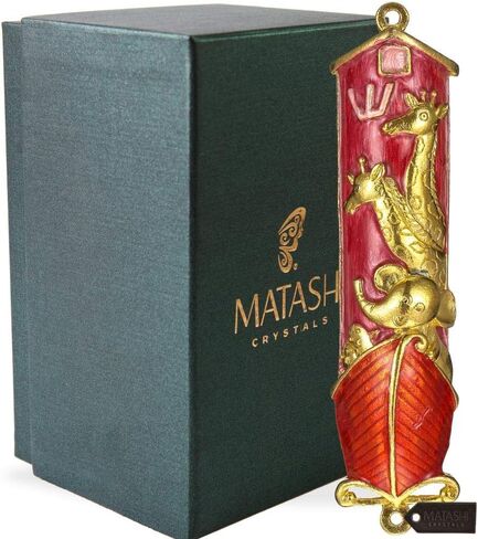 Matashi Hand Painted Mezuzah Gold Plated and Crystals (Red Enamel) in Saudi Arabia